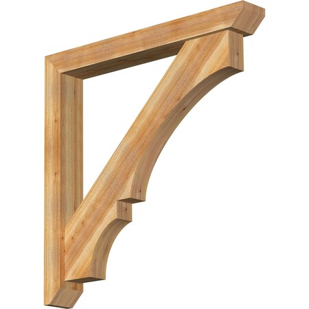 Ekena Millwork Balboa Slat Rough Sawn Bracket w/ Offset Brace, Western Red Cedar, 6"W x 46"D x 46"H BKT0604X46X46BOA06RWR